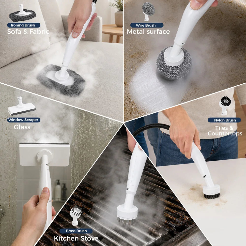 ROUNY Limpador a Vapor de 1200W, Vaporizador Portátil de Alta Pressão de 1L com Aquecimento Rápido em 15s e Vapor de 3,5 bar para Limpeza de Múltiplas Superfícies em Casa