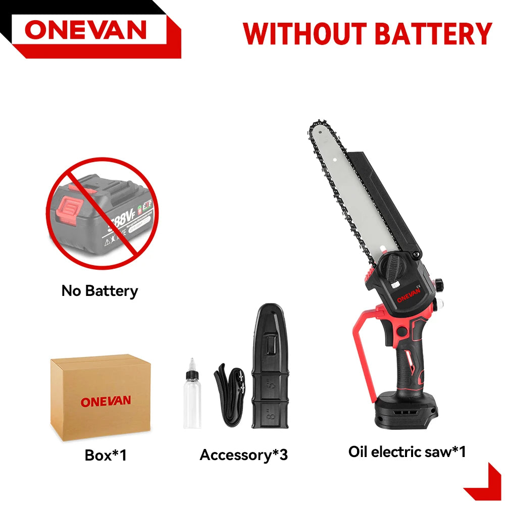 Onevan 8 Polegada serra de corrente sem escova sem fio poda serra elétrica carpintaria ferramenta corte para makita 18v bateria pino Kasa & Pet
