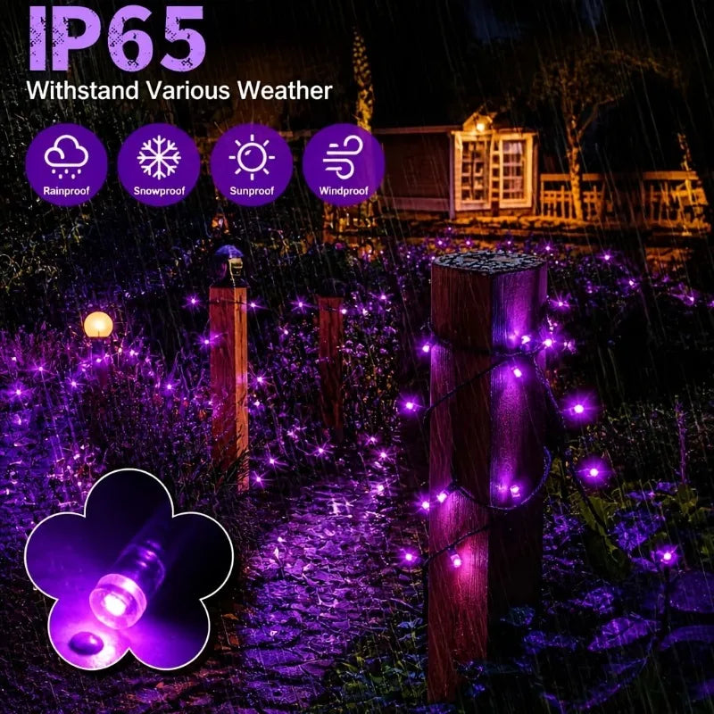Luzes de Cordão LED Alimentadas por Energia Solar com 8 Modos de Piscar Diferentes, Ideais para Decorar Jardins, Casamentos, Halloween e Natal