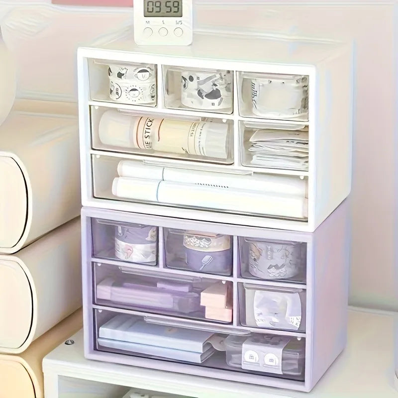 Organizador de mesa com seis gavetas-recipiente espaçoso e multifuncional, perfeito para material de escritório, papelaria, itens essenciais para dormitório