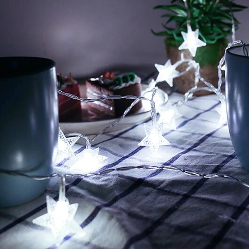 Led estrela luzes de fadas ao ar livre luzes corrente guirlanda lâmpada luzes da corda festa casa casamento terraço jardim decoração natal