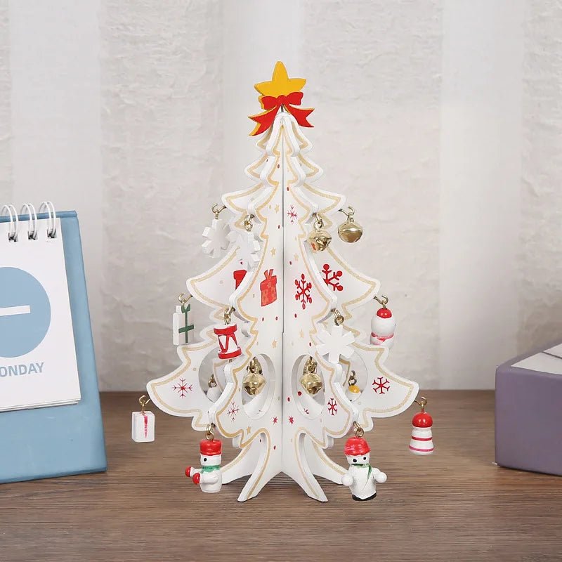 Árvore de Natal artesanal para crianças, DIY, madeira estéreo, layout de cena, decorações, ornamentos, pingente - Kasa & Pet