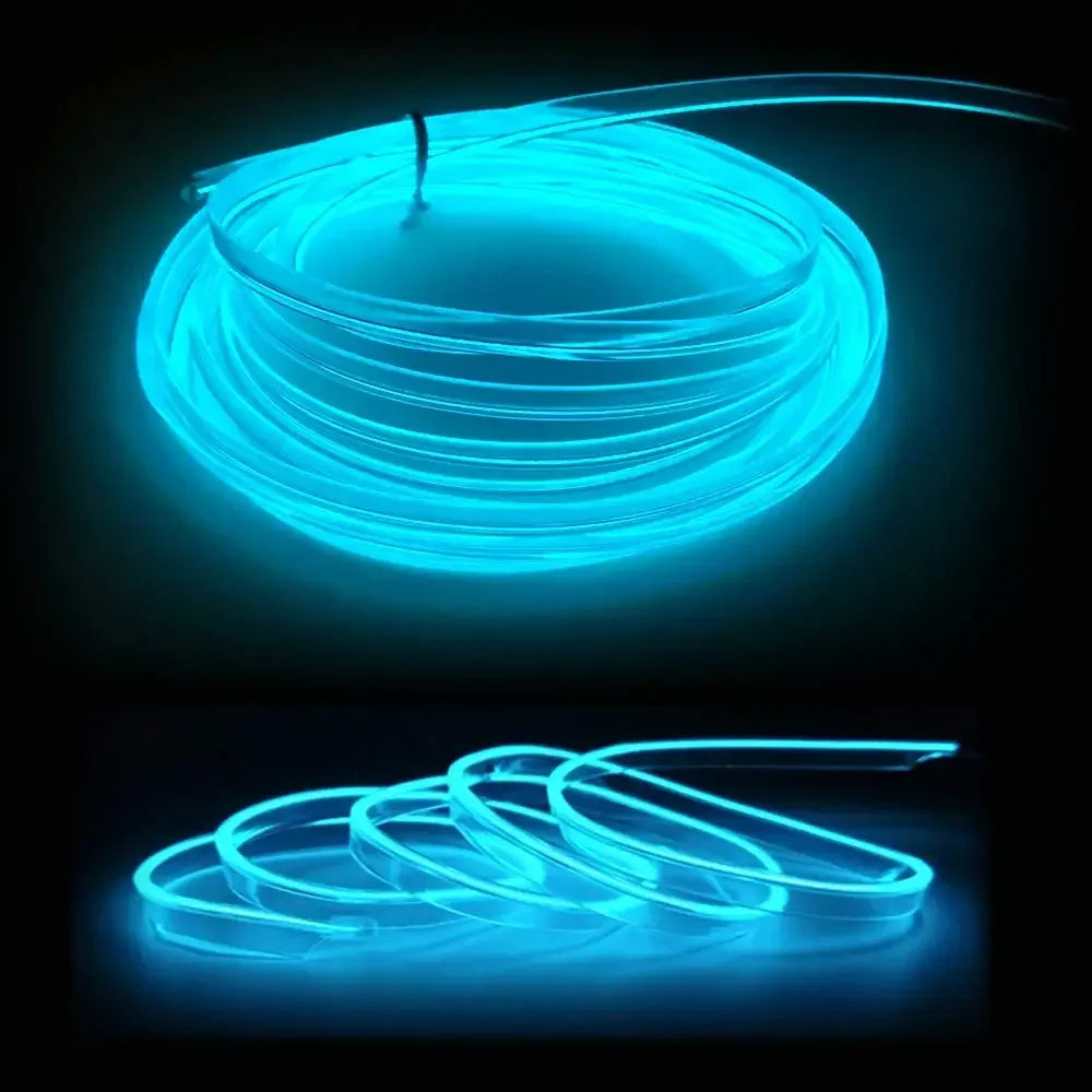 5m interior do carro conduziu a luz de tira néon el fiação lâmpada decorativa para auto diy flexível luz ambiente usb festa atmosfera diodo