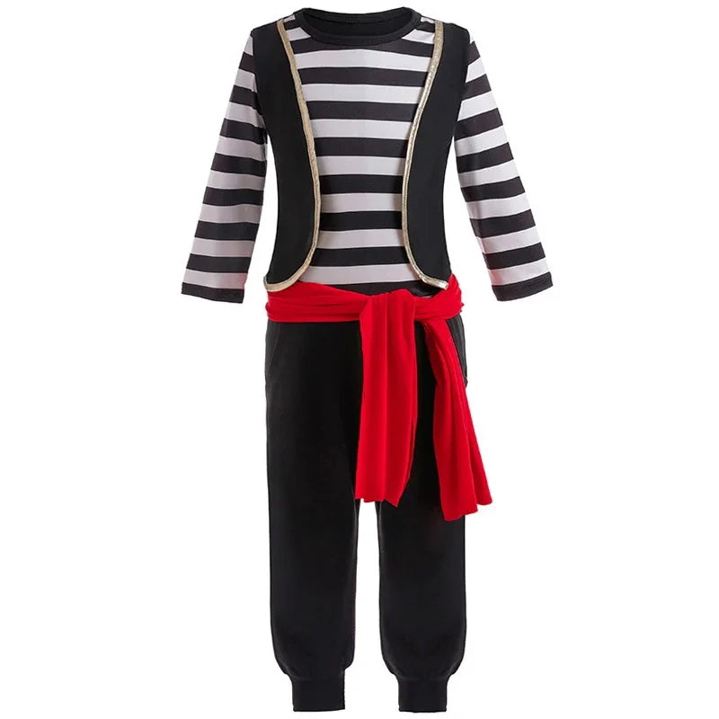 Menina cosplay pirata traje criança listrado rendas vestido de princesa para crianças capitão desempenho halloween carnaval festa fantasia outfit