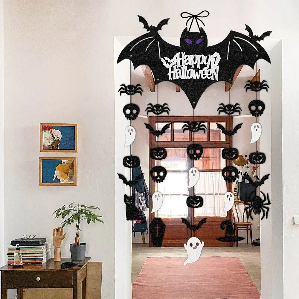 Halloween pendurado sinal festa decoração assustador bat porta cabide ornamentos fantasma festival casa decoração