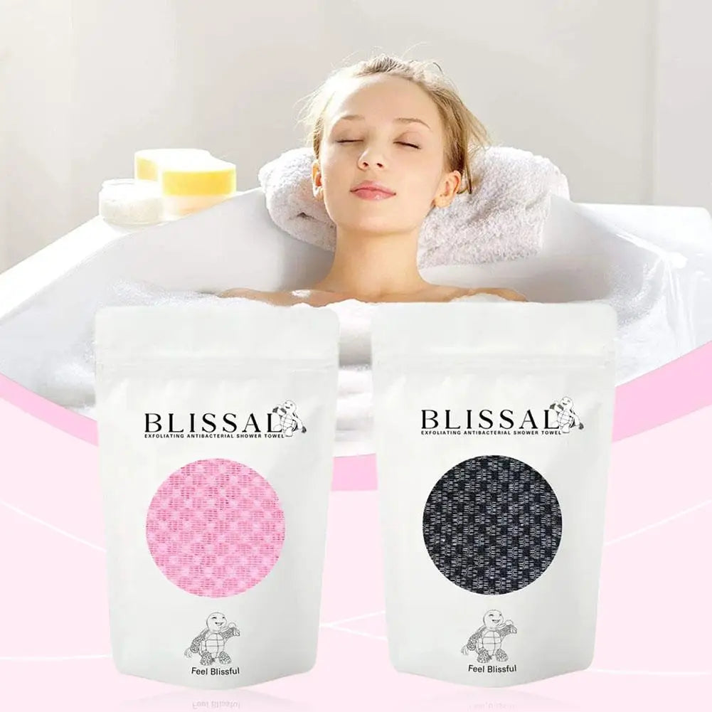 Toalha de Banho Esfoliante Dupla Face Durável para Costas, Cinta Esfoliante Corporal Unissex para Desintoxicação e Remoção de Sujeira, Toalha Alongada para Costas