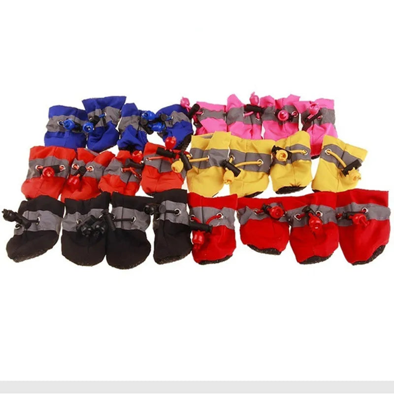 Conjunto de 4 Sapatos Impermeáveis para Cães, Botas de Chuva Antiderrapantes com Sola Macia, Sapatos para Gatos, Botas para Filhotes, Acessório para Patas