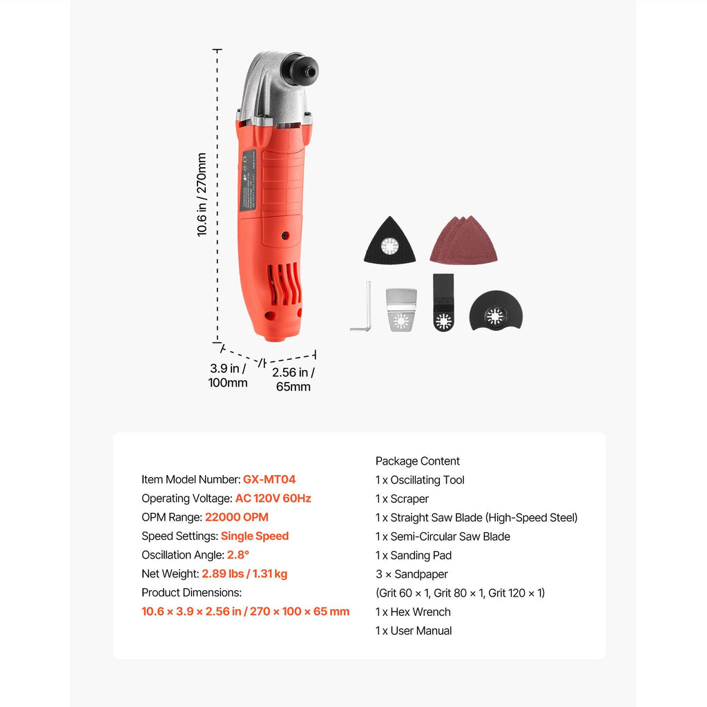 "2.2Amp Electric Oscillating Multi-Tool Kit with 22,000 OPM & 2.8 Oscillation Angle-Corded"