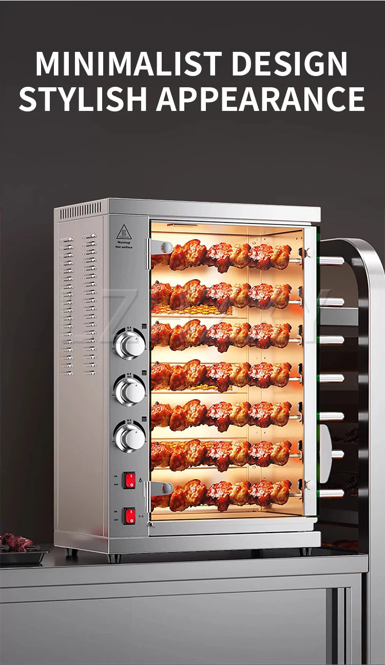 Churrasqueira Comercial com 3/5/7/9 Grelhas, Forno Rotativo, Churrasqueira Brasileira, Forno Elétrico de Convecção (Personalizável)