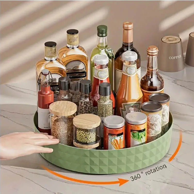 Organizador giratório de rack de especiarias para cozinha, armazenamento de cosméticos, solução conveniente e que economiza espaço para apartamentos e dormitórios universitários