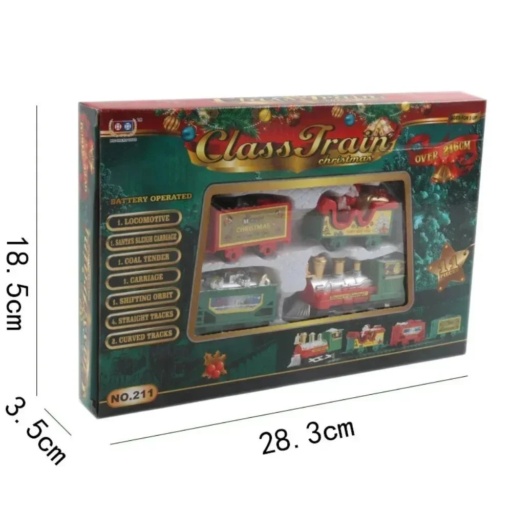 Trem Elétrico de Natal, Brinquedo de Decoração para Árvore de Natal, Trilho de Trem com Som e Luz, Carro de Trem, Presentes de Natal