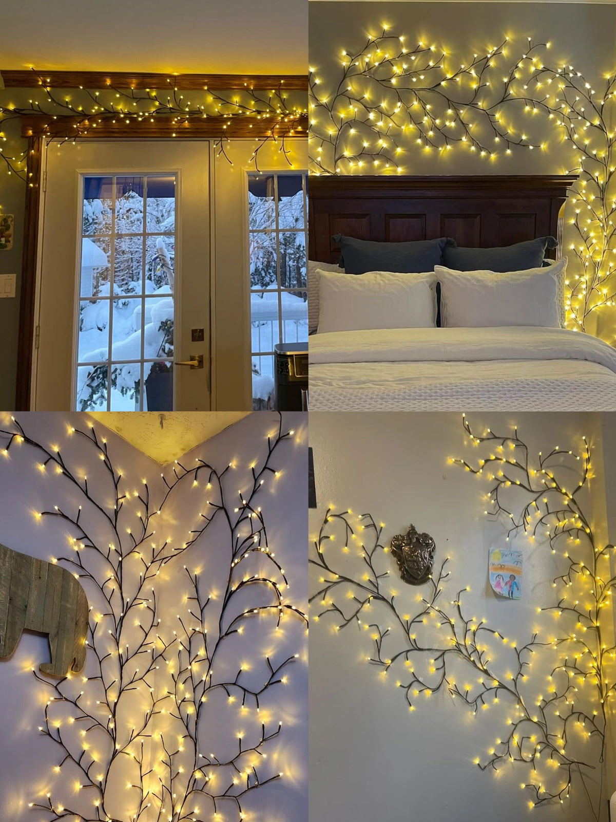 Lâmpada de Ramo de Árvore com 96 LEDs, Decoração de Parede para Quarto, Luz de Faixa em Forma de Galho de Salgueiro, 8 Modos de Iluminação, Luz de Ambiente DIY, Iluminação para Casa
