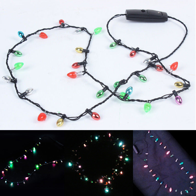 Colar de luzes LEDs de Natal com 8 luzes Bulbos de Natal Flash String Luzes de brilho Colar String Festival Decoração