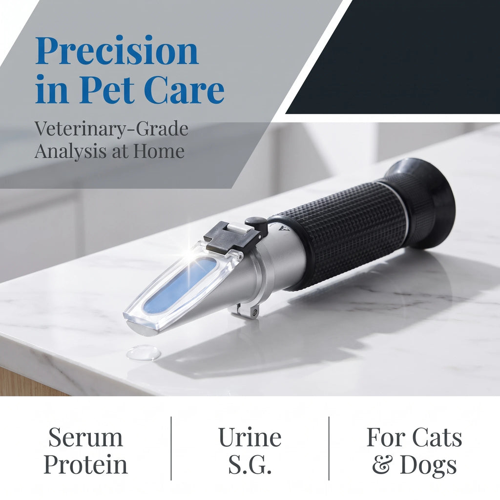 Refratômetro para Saúde Animal - Ferramenta Clínica Veterinária para Níveis de SG na Urina e Proteínas no Soro, Ideal para Cães, Gatos e Animais de Grande Porte