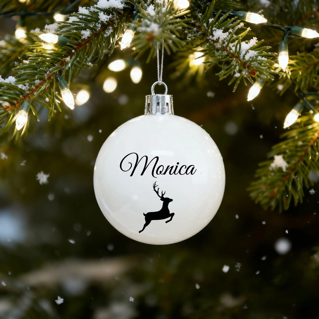 Enfeite de Natal Personalizado com Texto, Bola Decorativa Branca, Presente de Natal, Bola de Decoração de Cena Natalina Personalizada para Pendurar