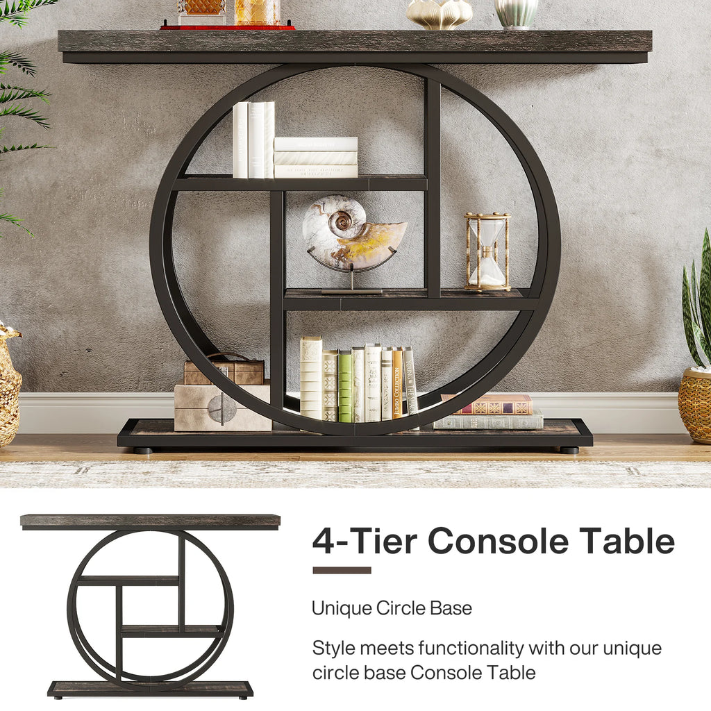 Industrial Entryway Console Mesa para Sala de Estar, Foyer Corredor Mesa para Entrada, 4-Tier Mesa, 41,3"