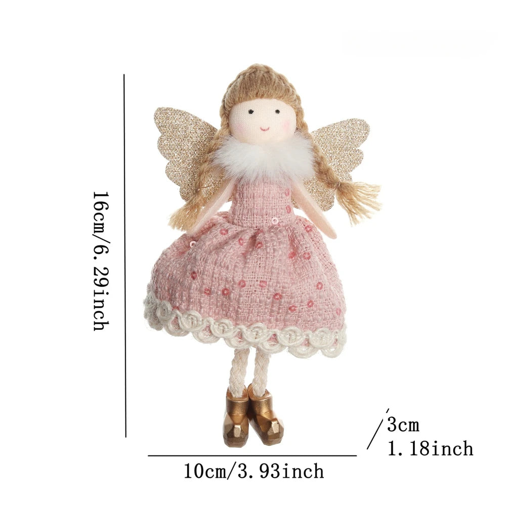 Natal Pendurado Malha Sequin Saia, Anjo Xmas Árvore Pingente Enfeites, Decoração de Casa, Noel, Presentes, 2022