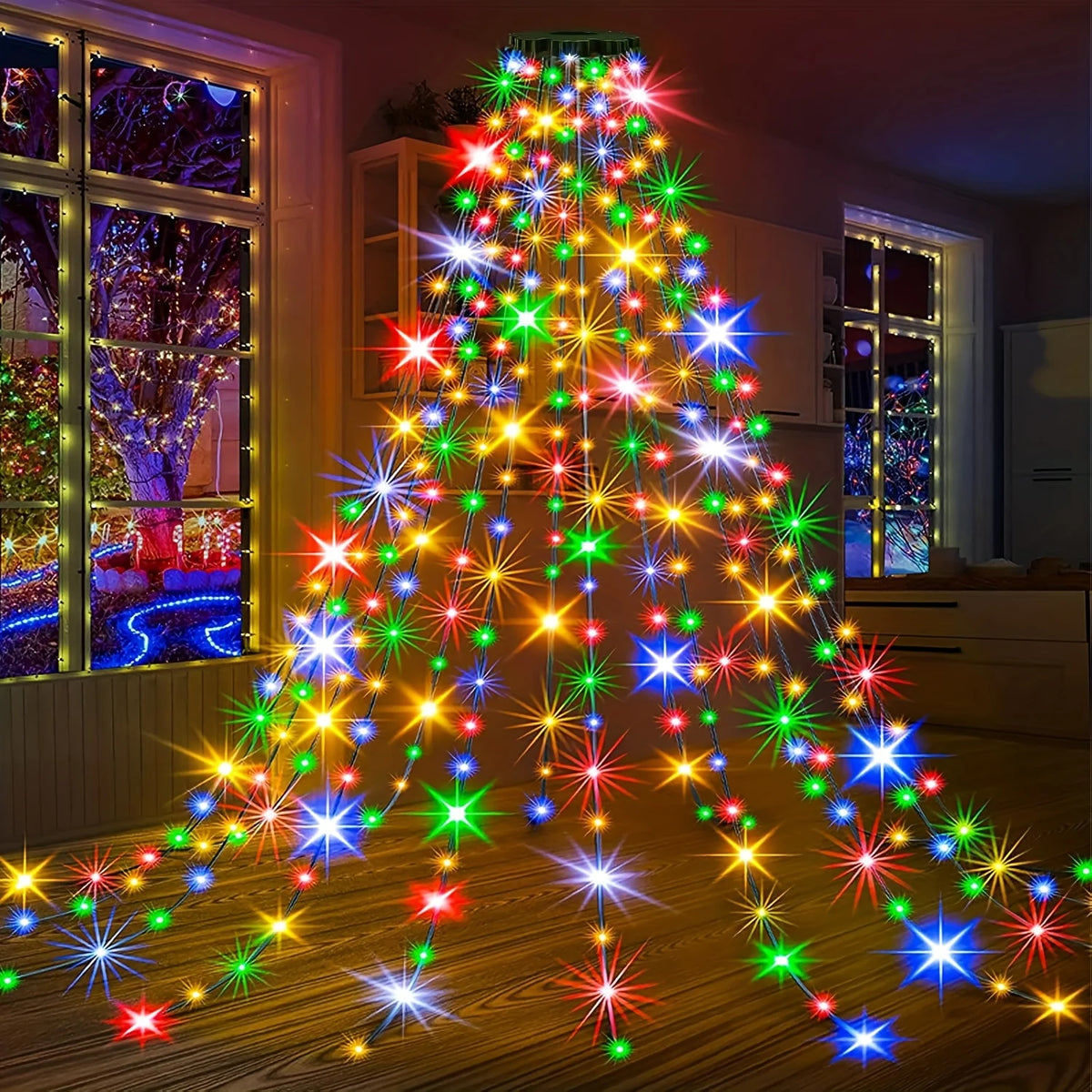 Luz decorativa para árvore de Natal, luz de ambiente alimentada por USB, adequada para uso interno e externo, decoração de Natal e feriados.