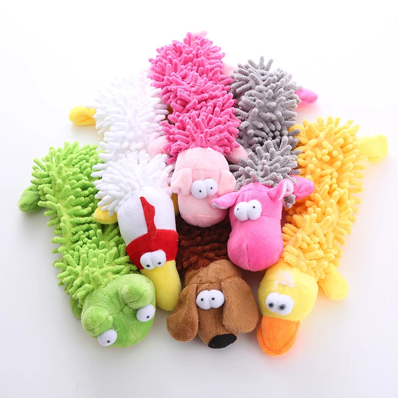 Brinquedo para cachorro de estimação, brinquedo de pelúcia com som, esfregão, concha de pele, sapo, hipopótamo, suprimentos de moagem de dentes