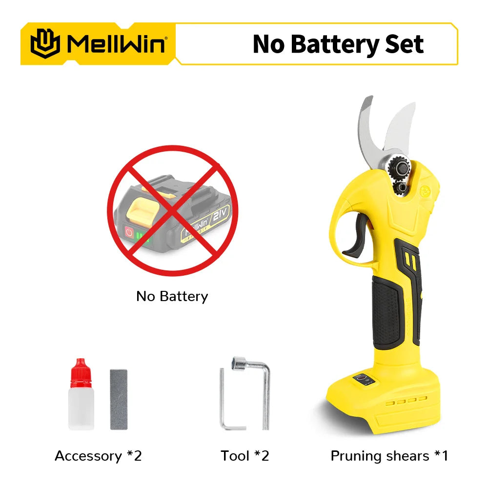 Mellwin 30mm tesouras de poda elétricas sem escova sem fio cortador de galhos de árvores frutíferas tesoura de jardim para makita 18v bateria pino