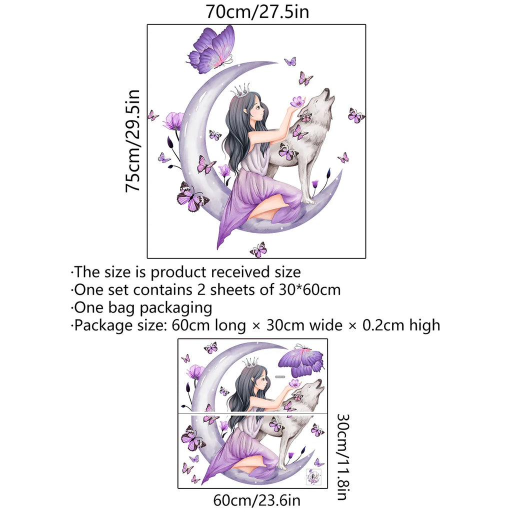 Adesivos de Parede Lua para Quarto de Menina, Decoração de Sala de Estar, Adesivos para Quarto de Filha, Papel de Parede para Quarto de Bebê