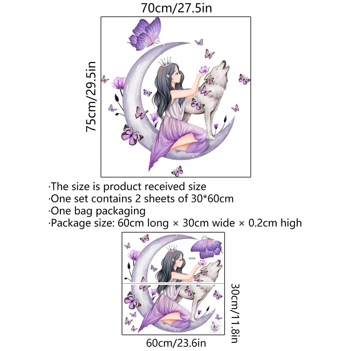 Adesivos de Parede Lua para Quarto de Menina, Decoração de Sala de Estar, Adesivos para Quarto de Filha, Papel de Parede para Quarto de Bebê