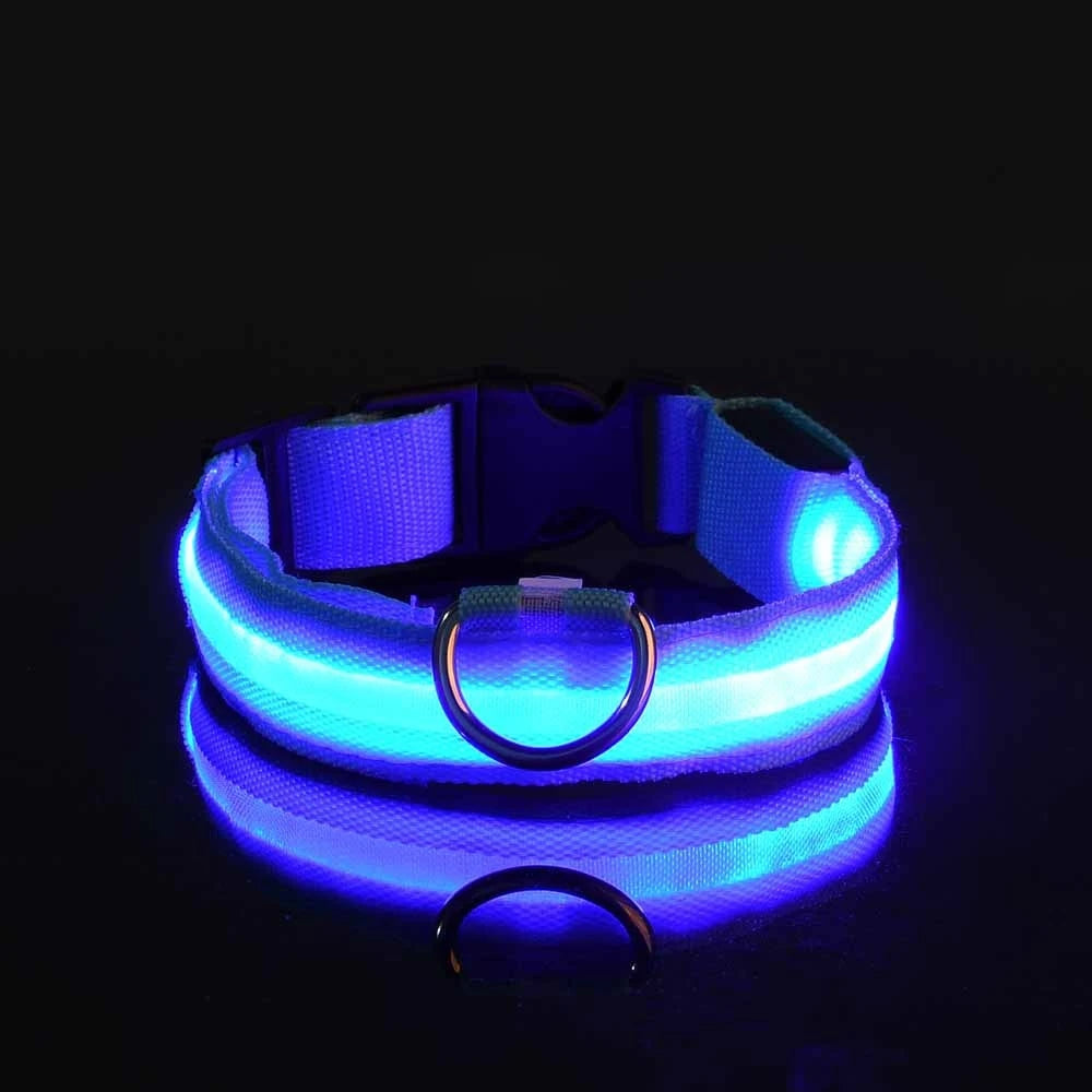 Nylon led noite segurança piscando brilho no escuro trela do cão cães luminoso fluorescente coleira do cão de estimação Kasa & Pet
