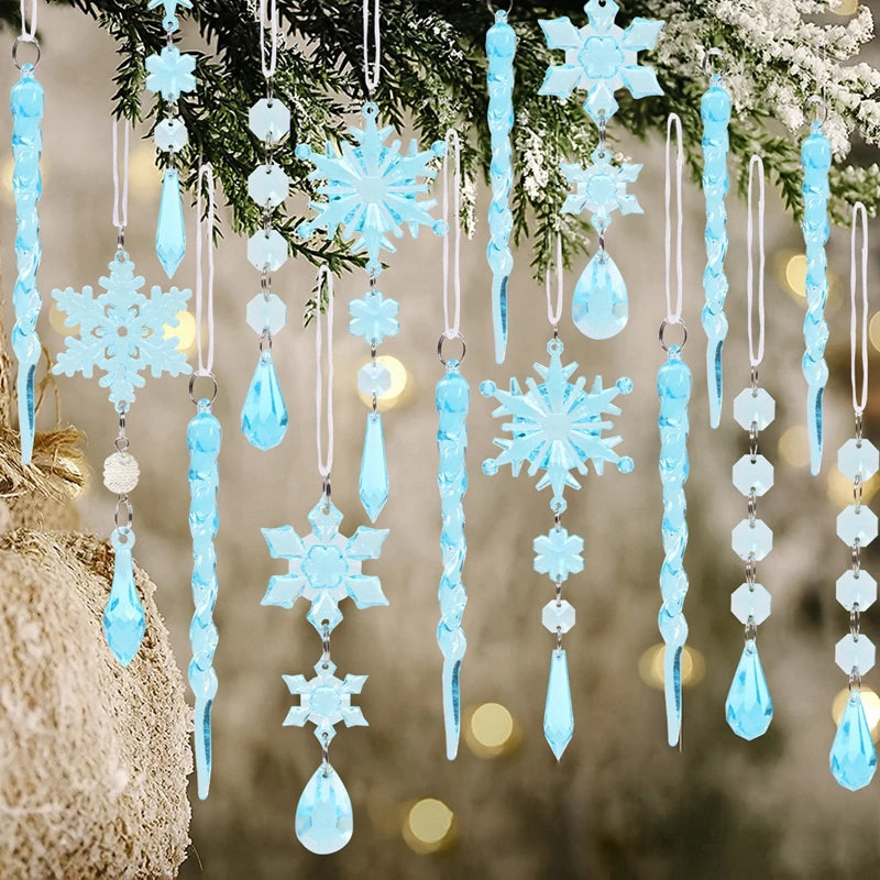 Ornamentos de cristal acrílico de natal decoração de festa de natal 2025 natal floco de neve enforcamentos navidad natal presente de ano novo 2026