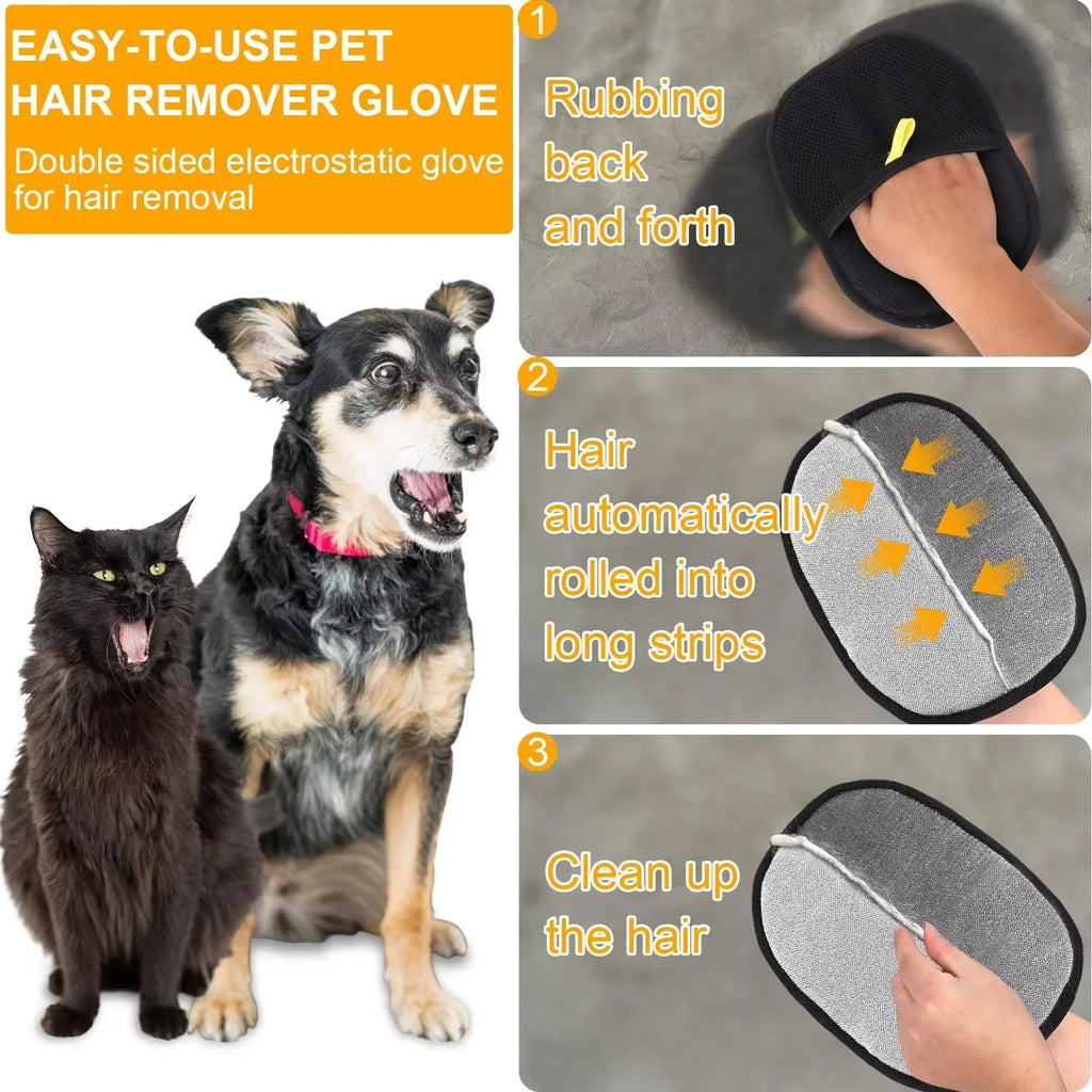 Luva Removedora de Pelos de Animais de Estimação, Luva de Escovação para Cães, Gatos e Coelhos com Pelos Longos/Curtos/Encaracolados