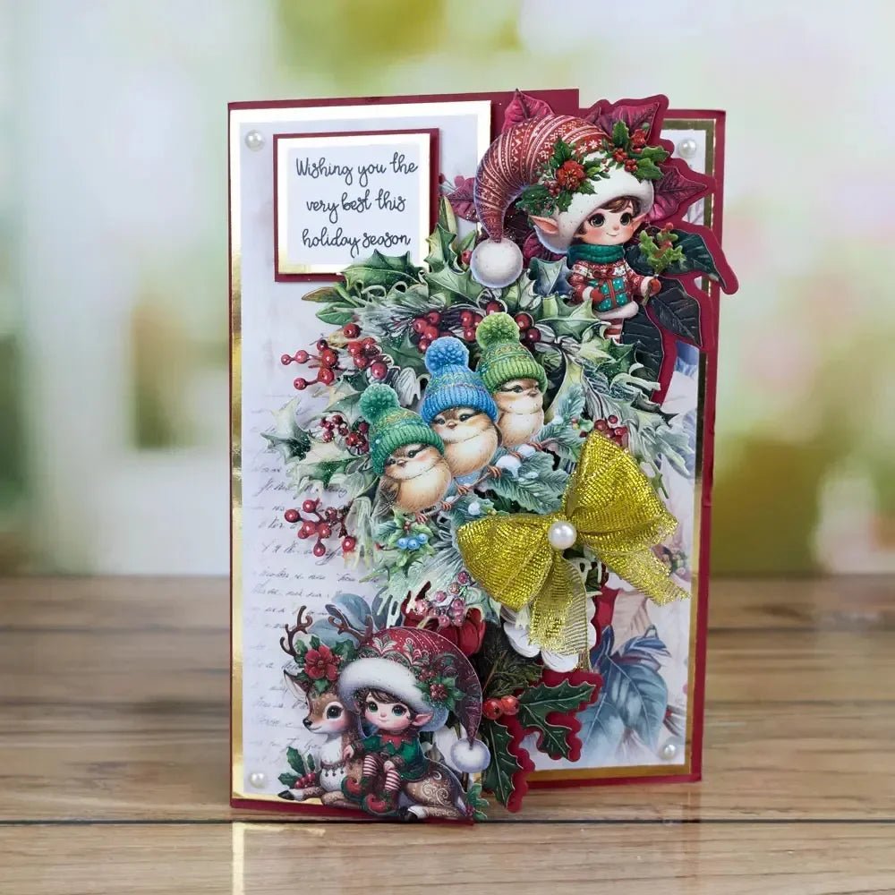 Cortador de Metal e Estêncil para Papel DIY de Álbum de Fotos com Temas de Natal: Brilho Cintilante, Confetes, Raminhos e Bagas