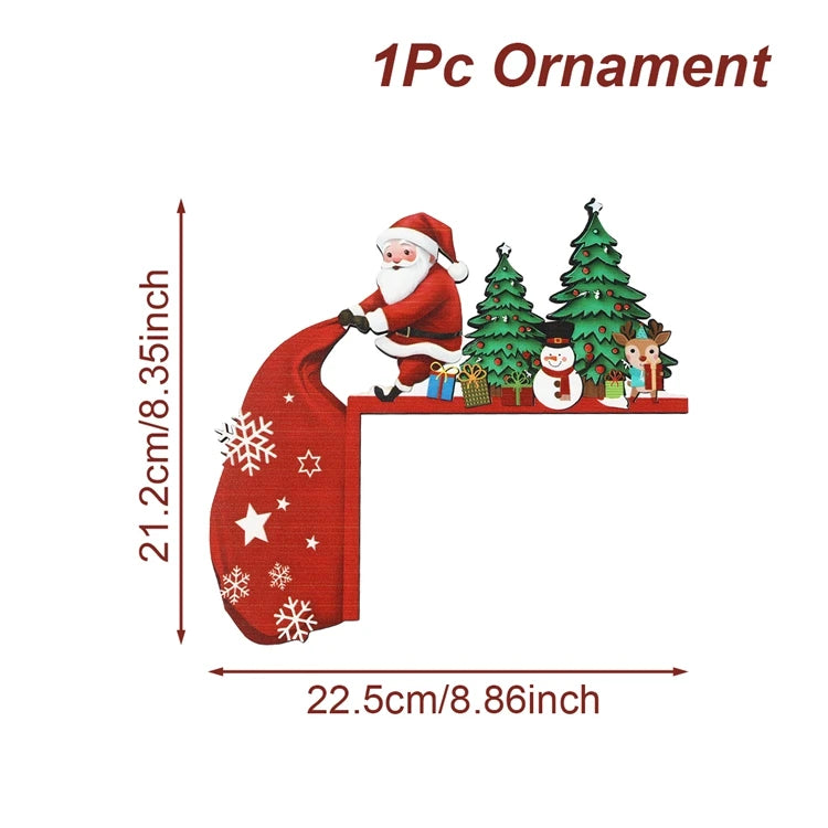 Decoração de moldura de porta de natal decoração de feliz natal para casa 2025 pingente enfeites de madeira de natal navidad natal presente de ano novo