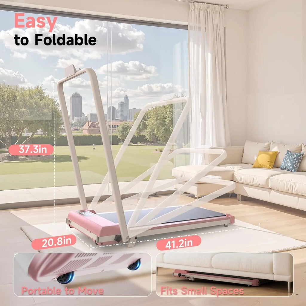 Esteira Ergométrica Dobrável com Barra de Apoio, Esteira com Inclinação de 8%, 2.5HP Silenciosa para Uso Sob a Mesa, Capacidade de 145 kg, Esteiras 2 em 1, Personalizável