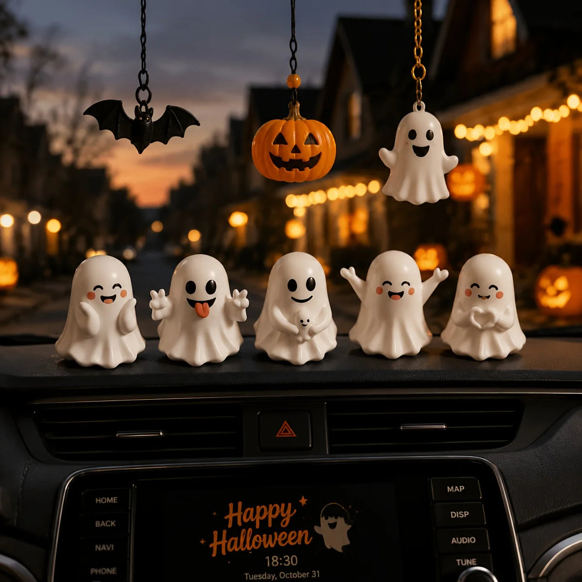 Conjunto de Mini Figuras de Fantasmas para Halloween, Decoração de Casa com Fantasmas Fofos, Ornamentos de Mesa Sazonais de Outono para Decoração de Festa de Halloween