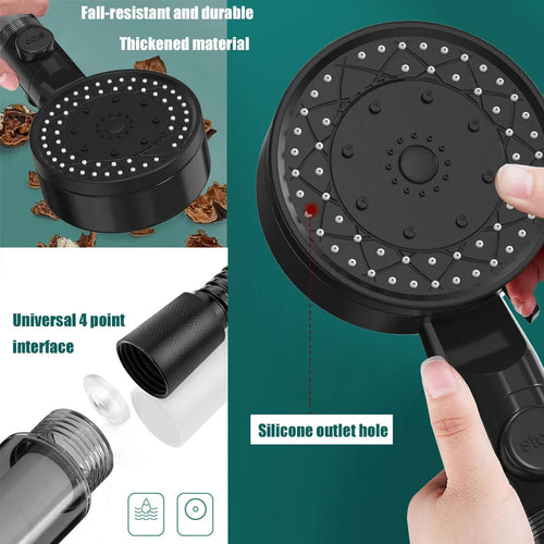 10 spray de alta pressão de poupança de água filtrada cabeça de chuveiro portátil resistência à queda preto branco banheiro chuveiro bocal