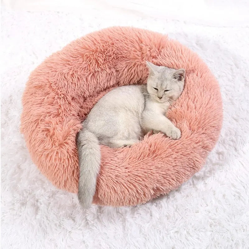 Cama redonda para animais de estimação, 40-90cm, 6 tamanhos, cama grande para cães, super macia, casa de pelúcia para cães médios, inverno, quente, dormir