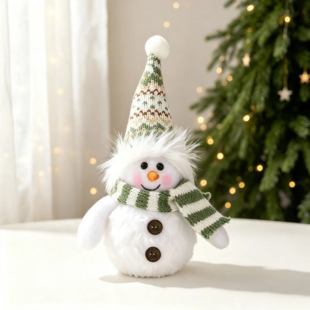 Boneco de neve de pelúcia com luzes de Natal, decoração de mesa de Natal, para uso interno, artigos para festas de Natal, presente.