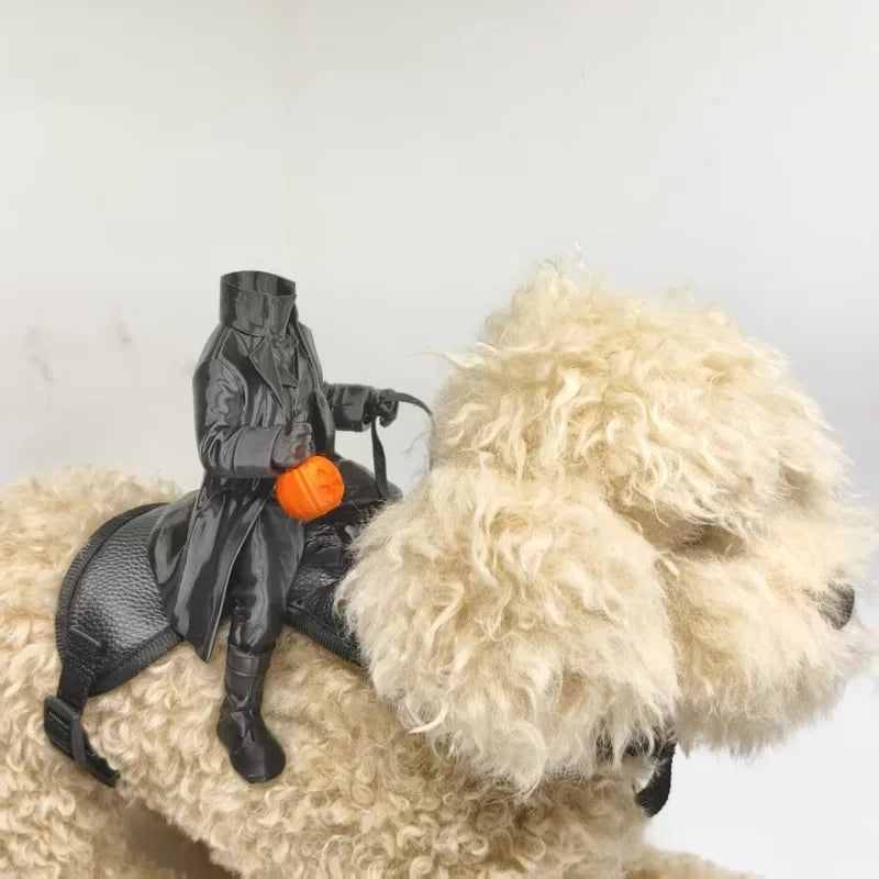 Fantasia de Halloween Cavaleiro Sem Cabeça para Animais de Estimação, Roupa para Gatos e Cães Pequenos, Capa de Boneca de Abóbora, Roupas de Cosplay para Festas, Decoração de Feriados