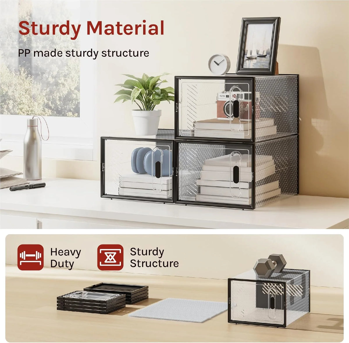 WOLTU 8/12/18PCS Caixas de sapato empilháveis Modular DIY Sapateira Cubos de sapato dobráveis de plástico transparente para corredor sala de estar