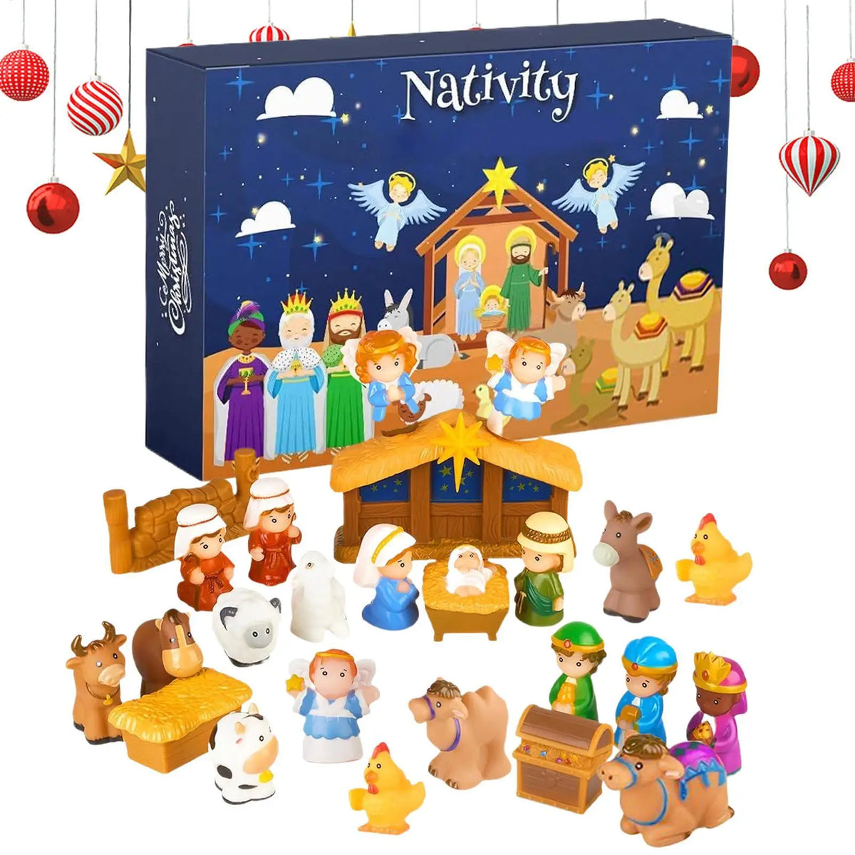 Calendário de Contagem Regressiva de Natal 25 Dias 2026 Presépio de Advento Contagem Regressiva de Feriados para Crianças e Adultos Lembrancinhas de Festa de Inverno para Casa