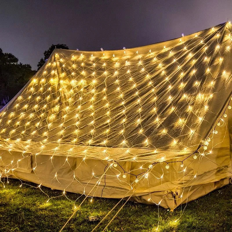 Decorações de natal lâmpada led rede de pesca luz ao ar livre à prova dwaterproof água rua árvore decoração luz festival casamento malha luz