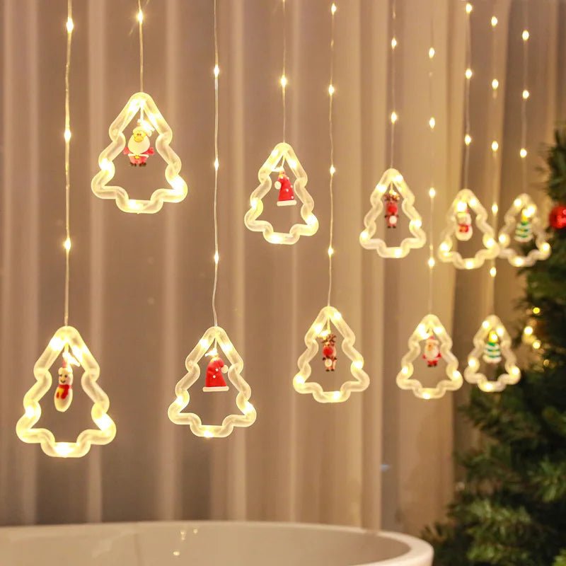 Decoração de lâmpada de janela de natal luzes de cortina de fadas 8 modos de trabalho luzes de corda de árvore de natal para festa de casamento decoração de casa - Kasa & Pet