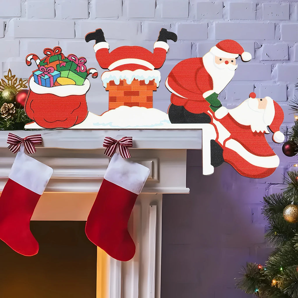 Decoração de moldura de porta de natal decoração de feliz natal para casa 2025 pingente enfeites de madeira de natal navidad natal presente de ano novo