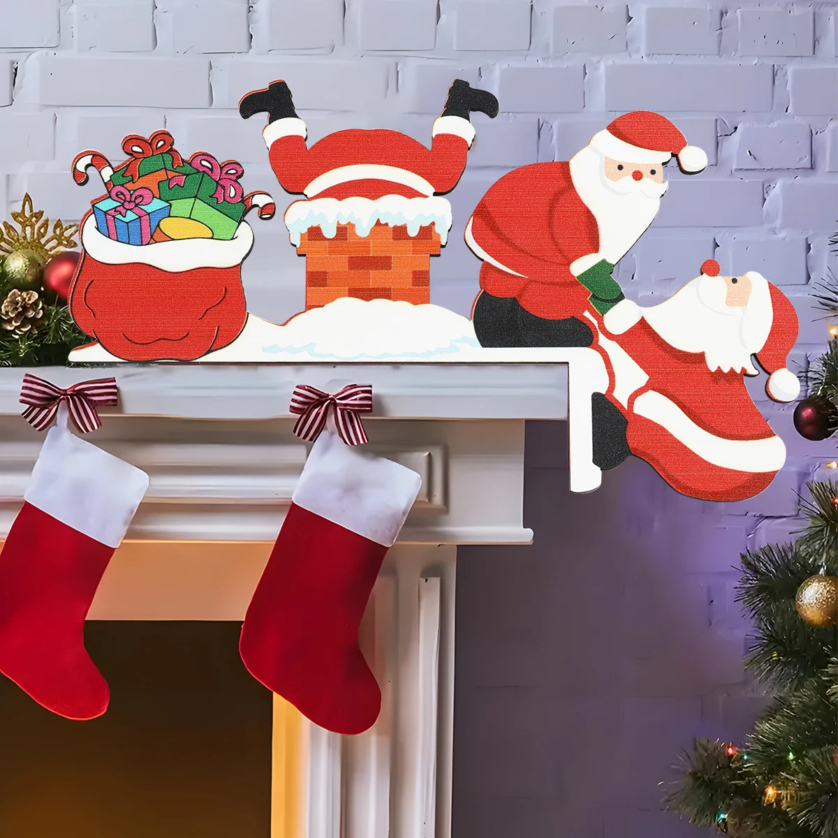 Decoração de moldura de porta de natal decoração de feliz natal para casa 2025 pingente enfeites de madeira de natal navidad natal presente de ano novo