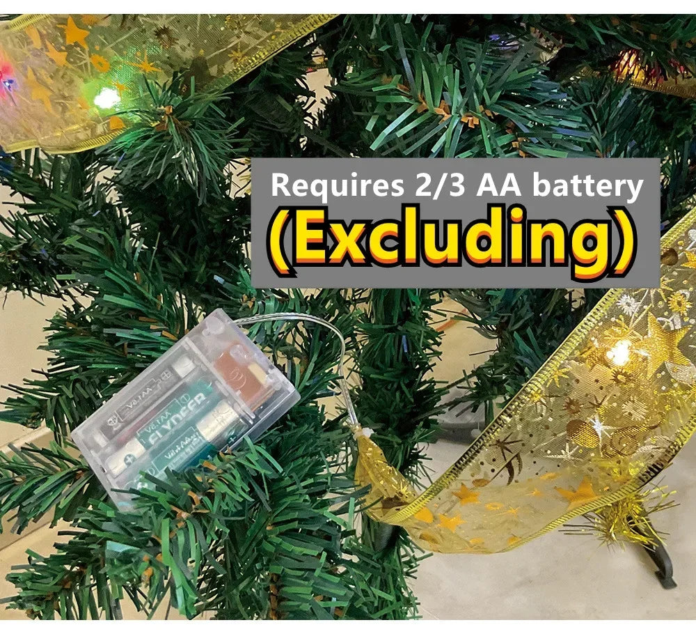 Luzes de Natal em Fita LED, Luzes de Cordão de 1 a 10M, Lâmpada de Fita com Glitter em Forma de Floco de Neve para Decoração de Árvore de Natal e Festas