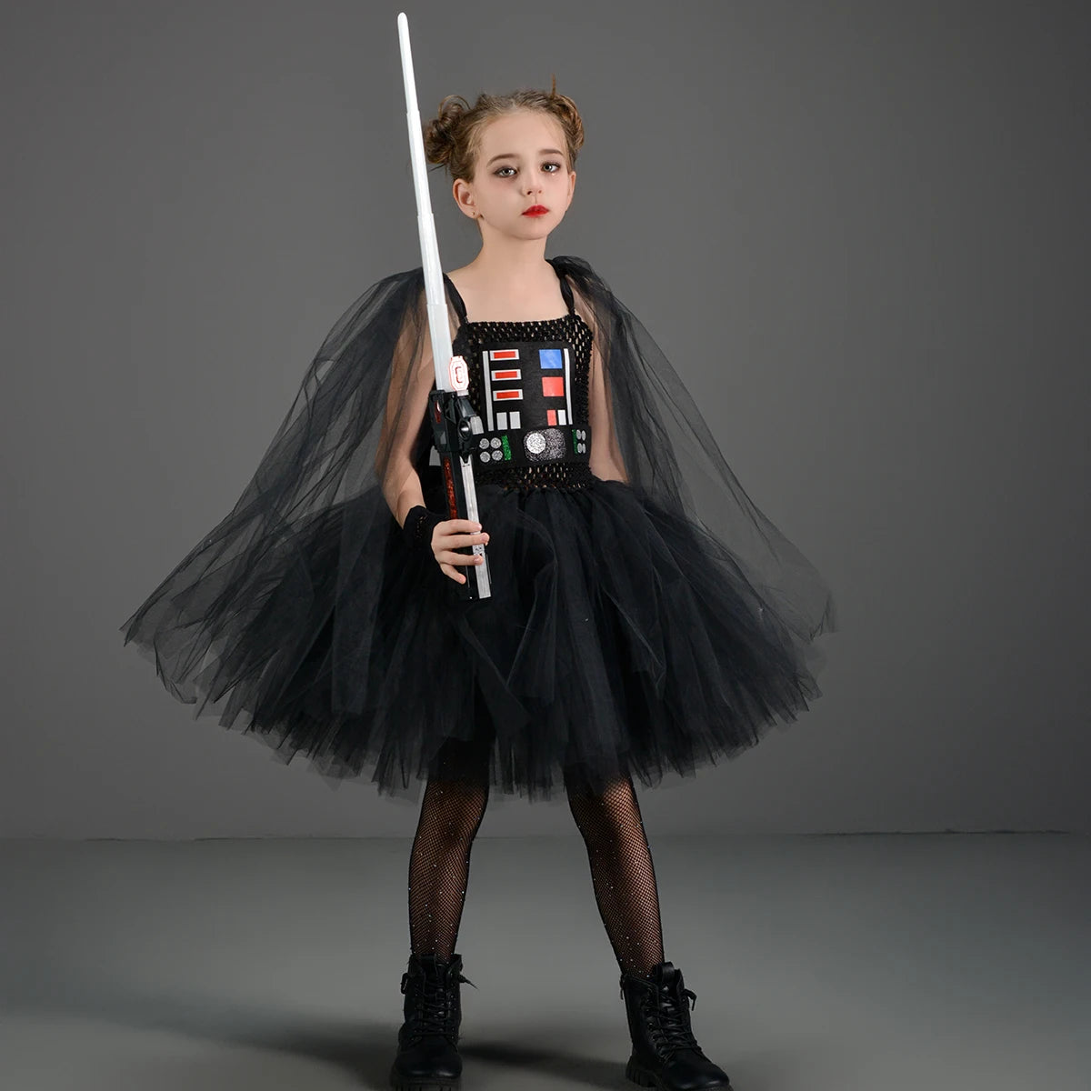 Meninas estrela escura vilão tutu traje vestido crianças halloween vader outfit crianças fantasia carnaval festa vestir-se roupas cosplay