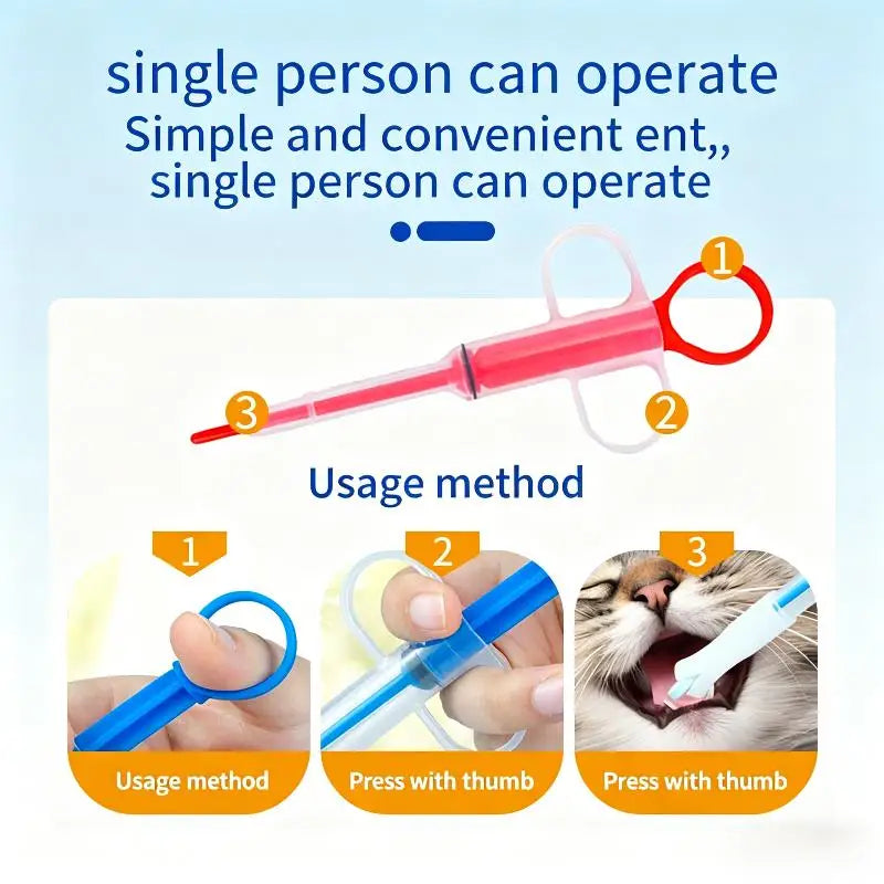 Dispensador de Comprimidos para Animais de Estimação com Ponta Macia, Aplicador de Remédios para Cães e Gatos com Êmbolo Ergonômico, Ferramenta de Alimentação para Pequenos Animais