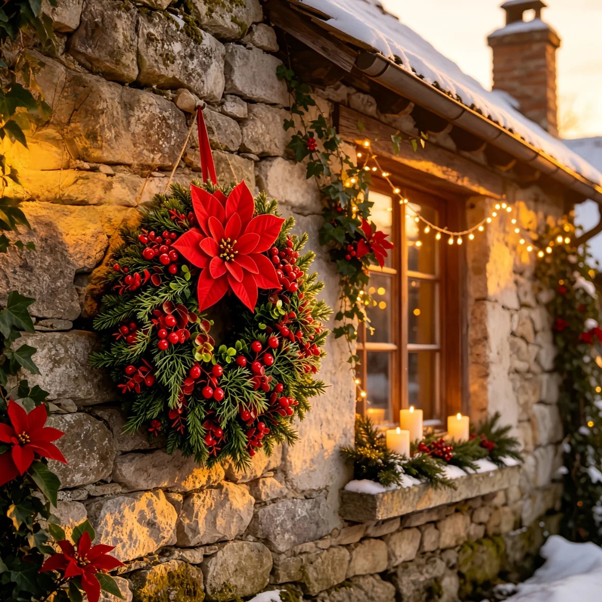 Guirlandas Decorativas de Natal de Alta Qualidade, Criadas com Ingenuidade para Criar uma Atmosfera Festiva e Cerimonial! Simula Selecionada