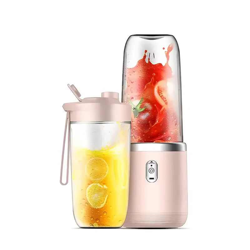 Liquidificador Elétrico Portátil USB com 6 Lâminas, Mini Espremedor de Frutas Sem Fio, Copo para Triturar Gelo, Ferramenta de Cozinha
