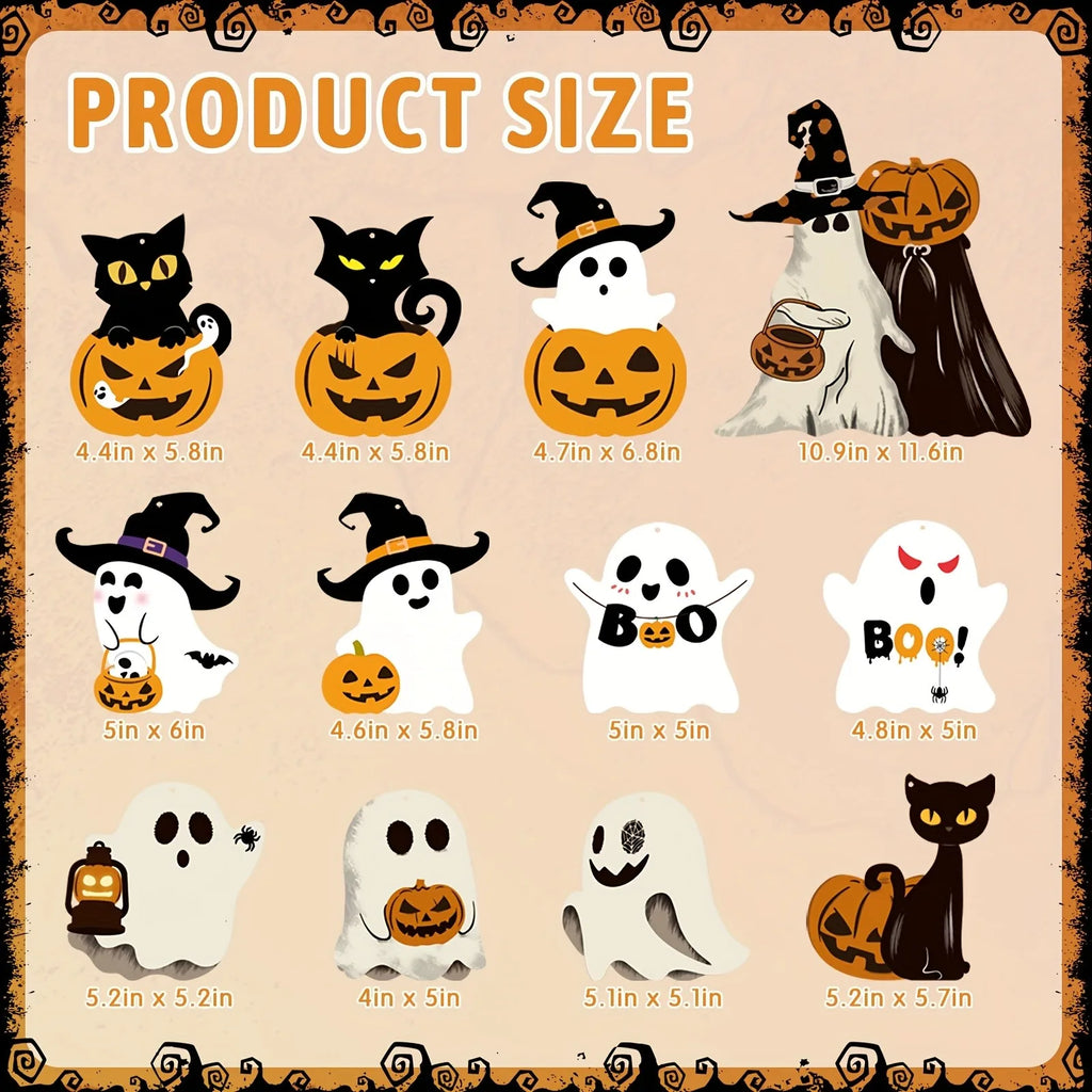 Enfeites de Halloween para Pendurar: Fantasma, Gato Preto, Abóbora e Chapéu de Bruxa – Decoração Assustadora para Festas de Halloween, Varandas e Tetos