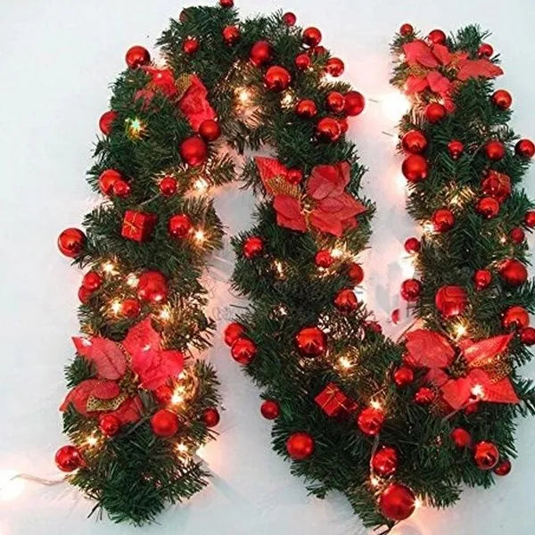 2.7m 5 cores decorações de natal guirlanda decoração rattan luzes grinalda decorado lareira escadas parede porta decoração